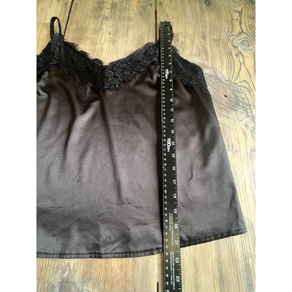 Rue 21 Satin Lace Camisole Tank Top Womens L Black Satin Spaghetti Strap Y2K - Picture 6 of 6